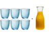 Bormioli Rocco Waterglazen Line Blauw 290 ml - 6 stuks + Cookinglife Karaf 1 Liter