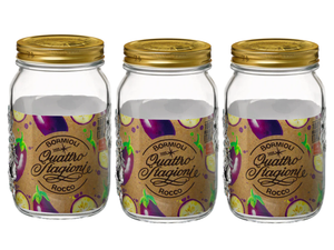 Bormioli Rocco Weckpot Quattro Stagioni - ø 8.6 cm / 1 liter - 3 stuks