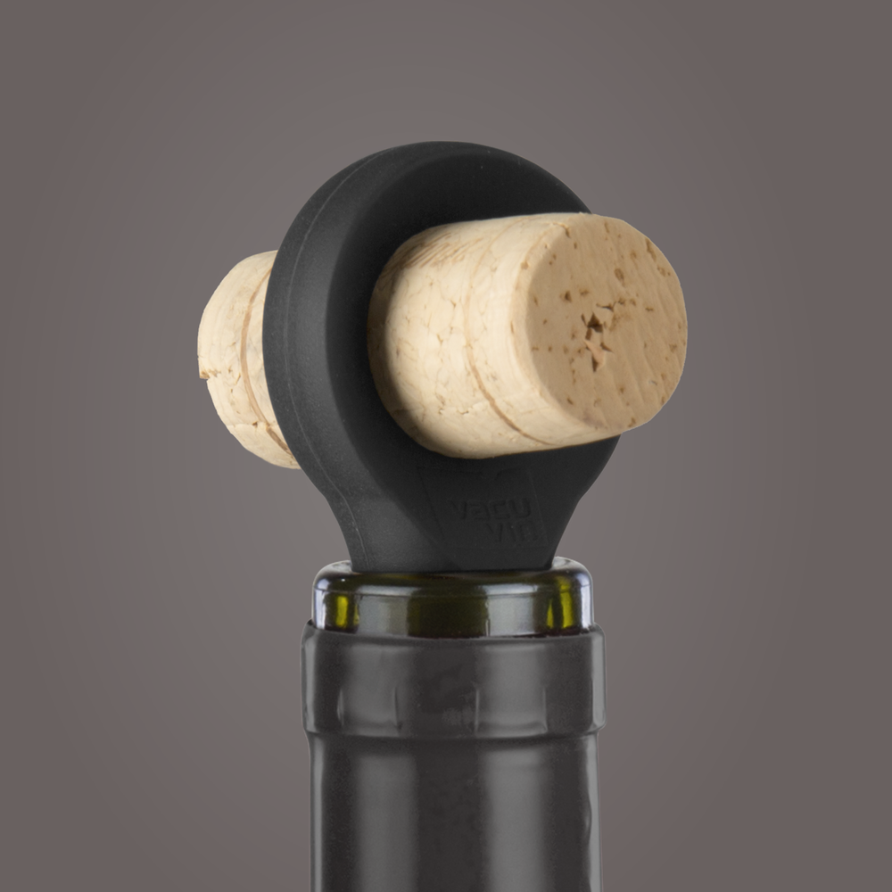 Vacu Vin Wijnstopper Bottle Stopper - Zwart - 2 stuks