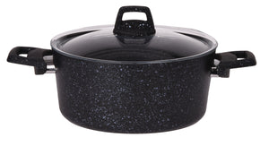 Cookinglife Kookpan met deksel - Black Speckle - Aluminium Ø 22 cm / 3.5 Liter - Geschikt voor alle warmtebronnen - standaard anti-aanbaklaag