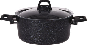 Cookinglife Kookpan met deksel - Black Speckle - Aluminium Ø 24 cm / 4.4 Liter - Geschikt voor alle warmtebronnen - standaard anti-aanbaklaag