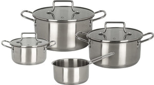 Cookinglife Pannenset Essential Steel 4-Delig - RVS - Kookpannen ø 16, 18, 20 cm & Steelpan ø 16 cm - geschikt voor alle warmtebronnen