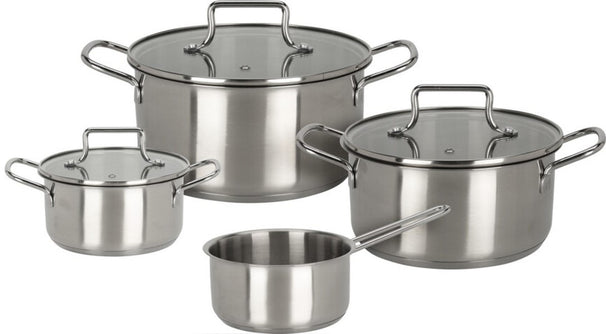 Pannenset 4-Delig Essential Steel RVS - Kookpannen ø 16, 18, 20 cm & Steelpan ø 16 cm - geschikt voor alle warmtebronnen - Cookinglife