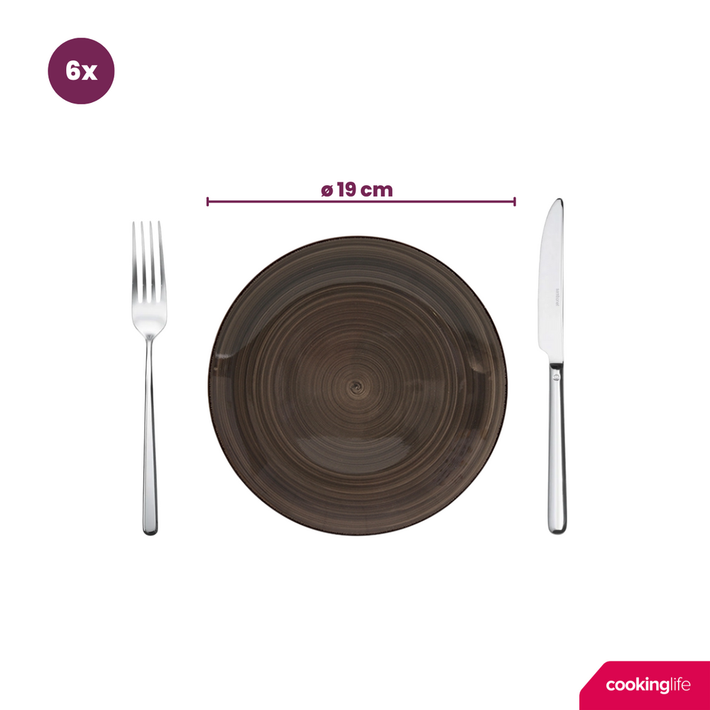 Cookinglife Serviesset Delice Grijs 18-delig / 6 personen - 6 dinerborden, 6 diepe borden en 6 ontbijtborden