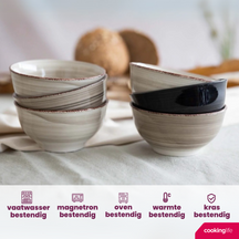 Cookinglife Soepkommen / kommen Delice Grijs ø 14 cm - 6 stuks