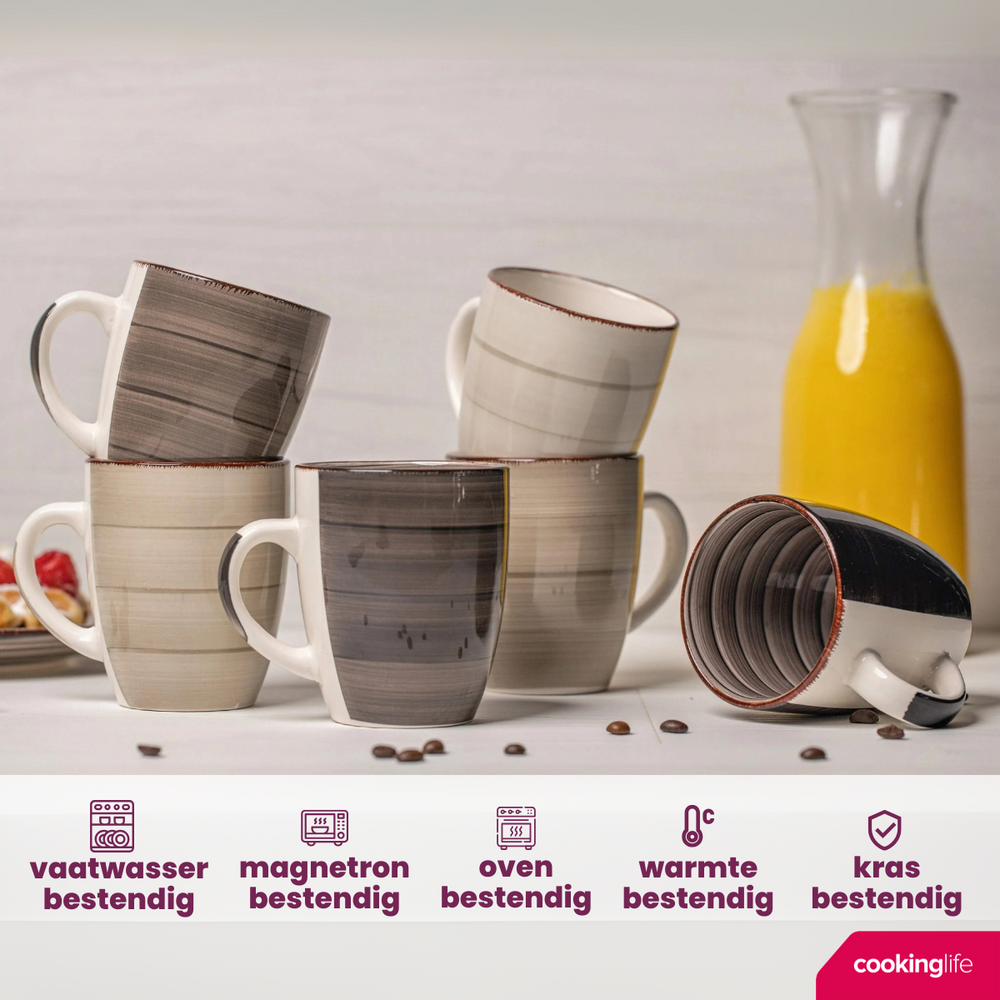 Cookinglife Mokken Delice Grijs 350 ml - 6 stuks