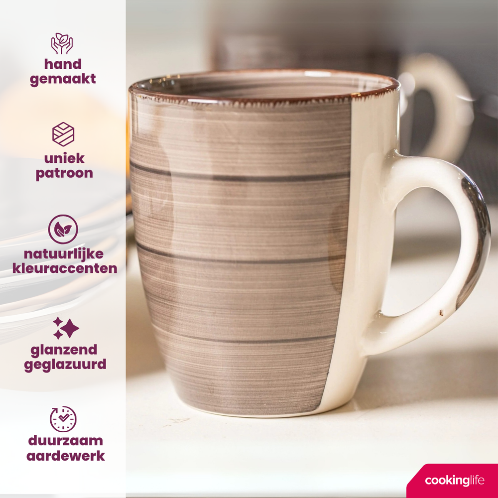 Cookinglife Mokken Delice Grijs 350 ml - 6 stuks