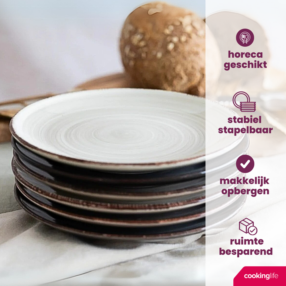 Cookinglife Ontbijtborden / Dessertborden Delice Grijs ø 19 cm - 6 stuks