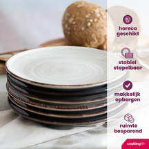 Cookinglife Ontbijtborden / Dessertborden Delice Grijs ø 19 cm - 6 stuks