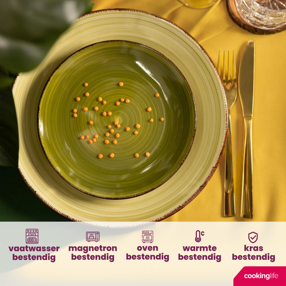 Cookinglife Ontbijtborden / Dessertborden Delice Groen ø 19 cm - 6 stuks