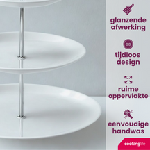 Cookinglife Etagère / serveertoren Food for Fun ø 16, 21 & 26 cm - 3-laags - 34 cm hoog