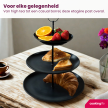 Cookinglife Etagère zwart ø 16, 21 & 26 cm - 3-laags - 32 cm hoog