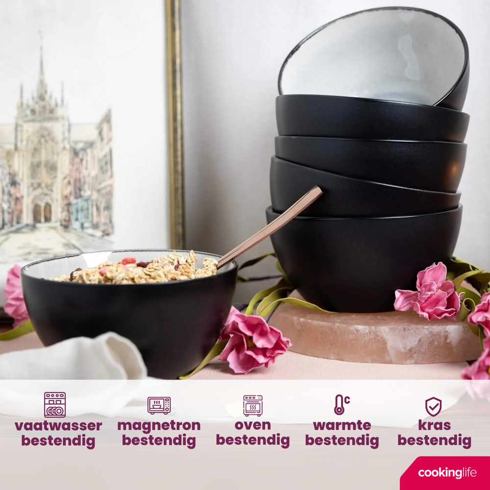 Cookinglife Kommen Nola Warm Grey ø 14 cm - 6 stuks