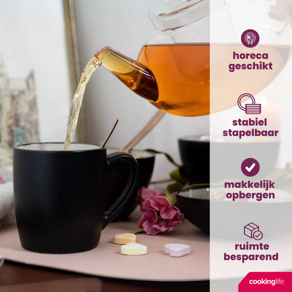 Cookinglife Mokken Nola Warm Grey 350 ml - 6 stuks