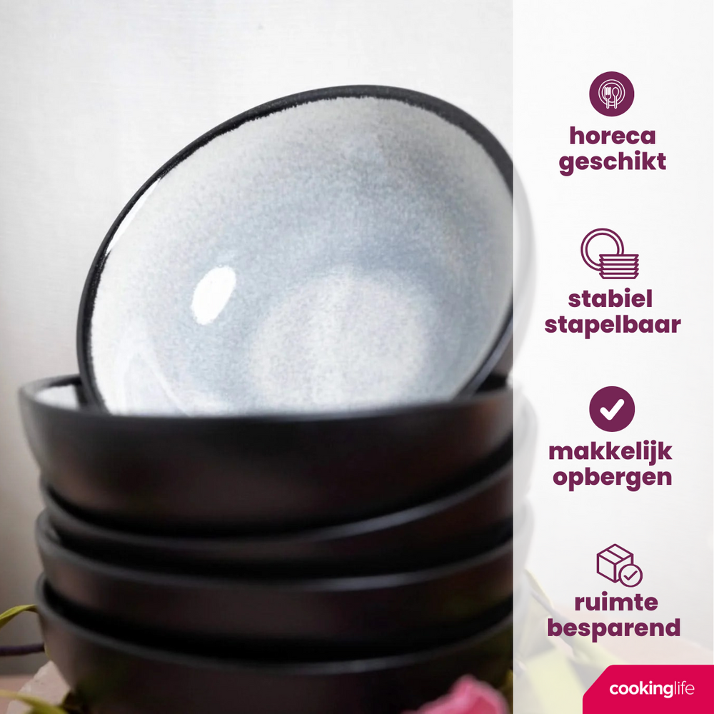 Cookinglife Kommen Nola Warm Grey ø 14 cm - 6 stuks