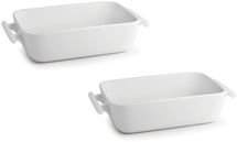 BonBistro Plat à four Yong Squito - 33 x 24 x 6 cm / 3,5 litres - Blanc - 2 pièces