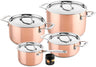 DUCQ Set de casseroles (Casserole ø 18 / 20 / 20 cm + Casserole ø 16 cm) + Couvercles - Cuivre - Set 4 pièces