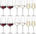 Ensemble de verres à vin Leonardo Puccini (verres à vin rouge, verres à vin blanc et verres à champagne) - Ensemble de 12 pièces