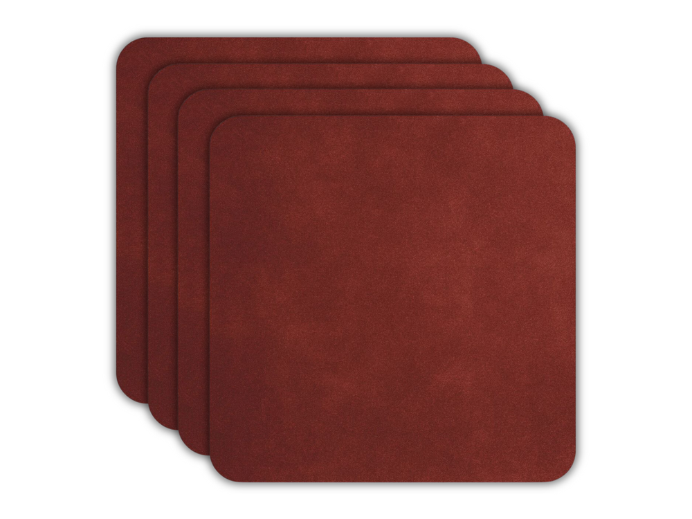 ASA Selection Dessous de Verre - Cuir Souple - Terre Rouge - 10 x 10 cm - 4 Pièces