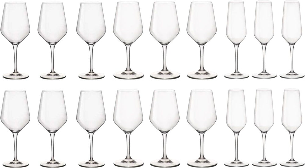 Bormioli Rocco Ensemble de verres à vin Electra - (Verres à vin rouge &amp; Verres à vin blanc &amp; Verres à champagne) - Ensemble de 18 pièces