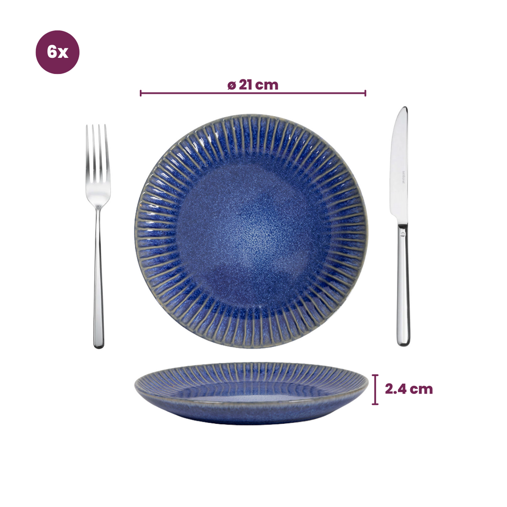 Cookinglife Ontbijtborden / Dessertborden Aqua Maris ø 21 cm - 6 Stuks