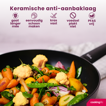 Cookinglife Koekenpannenset Black Cera - ø 24 & 28 cm - keramische anti-aanbaklaag - geschikt voor alle warmtebronnen