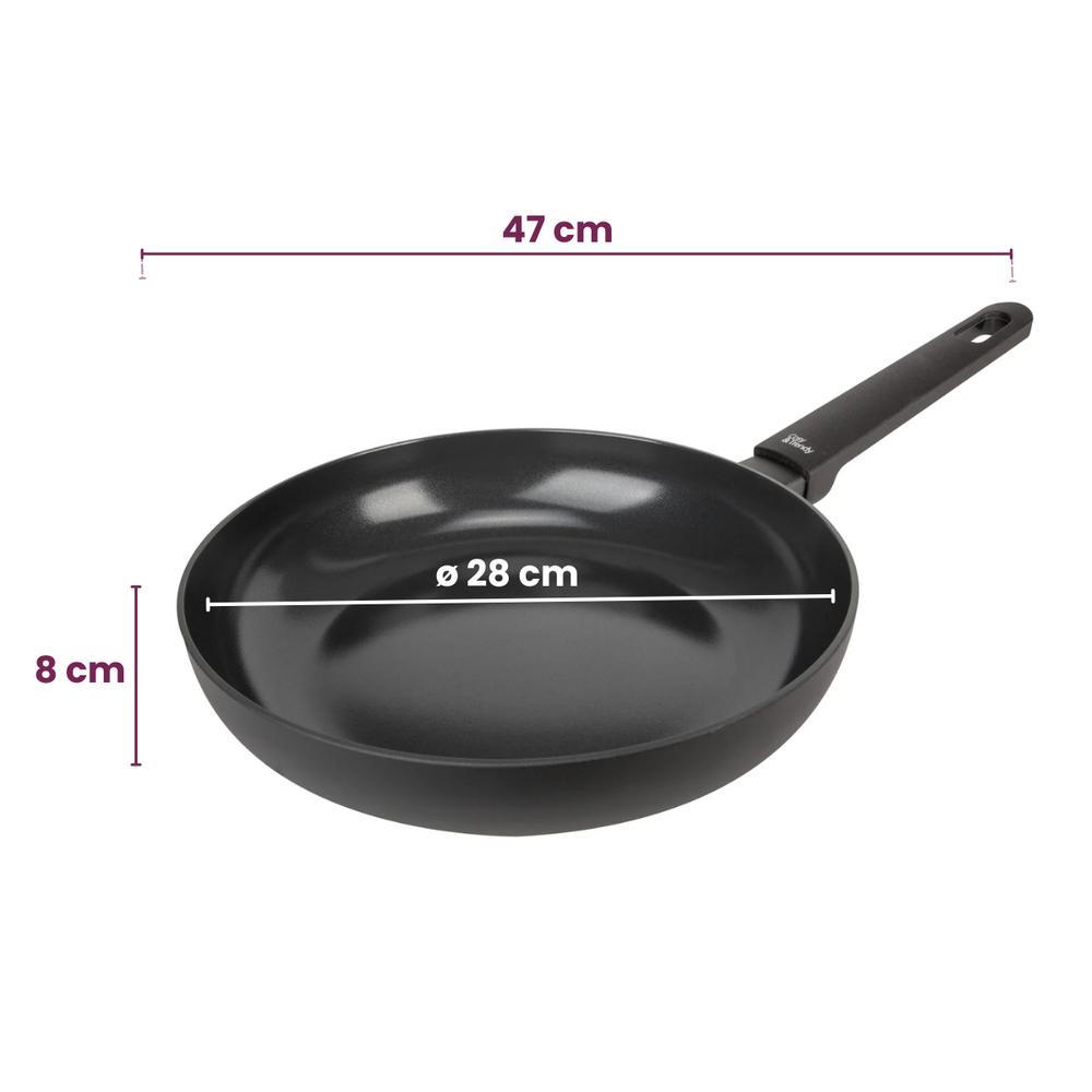 Cookinglife Koekenpannenset Black Cera - ø 24 & 28 cm - keramische anti-aanbaklaag - geschikt voor alle warmtebronnen