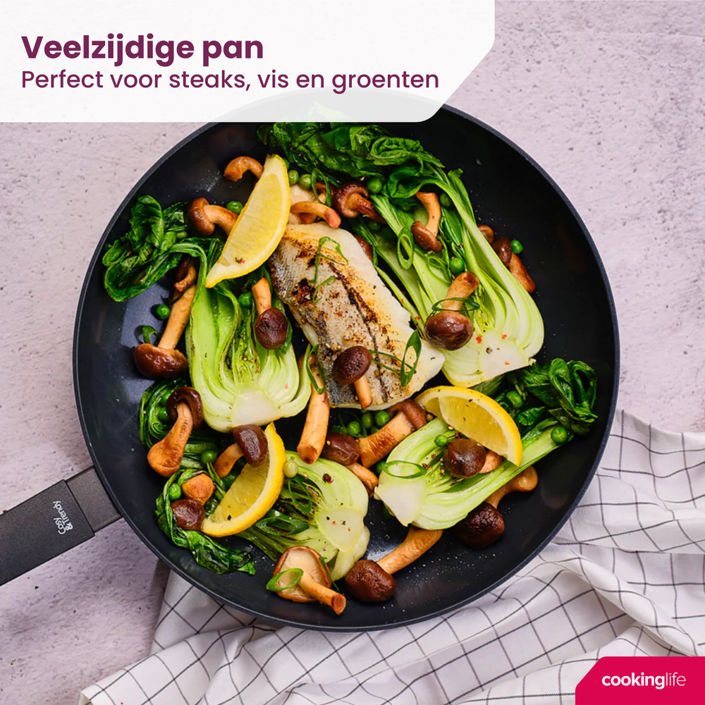 Cookinglife Koekenpan Black Cera - ø 28 cmn - keramische anti-aanbaklaag