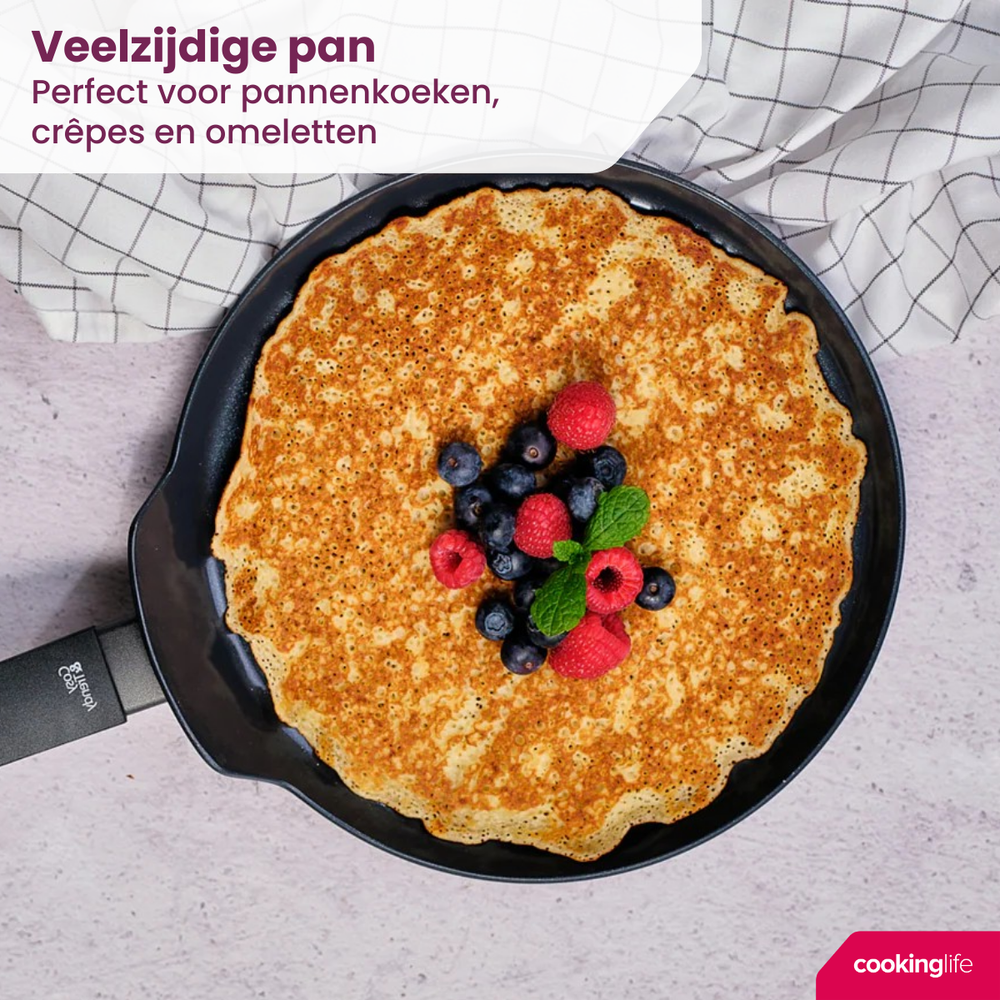 Cookinglife Pannenkoekenpan Black Cera Zwart - ø 24 cm - keramische anti-aanbaklaag - geschikt voor alle warmtebronnen
