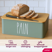 Cookinglife Brooddoos - Broodtrommel met bamboe snijplank - Groen