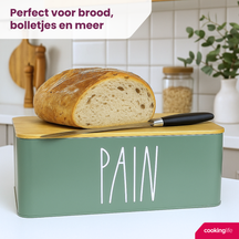 Cookinglife Brooddoos - Broodtrommel met bamboe snijplank - Groen