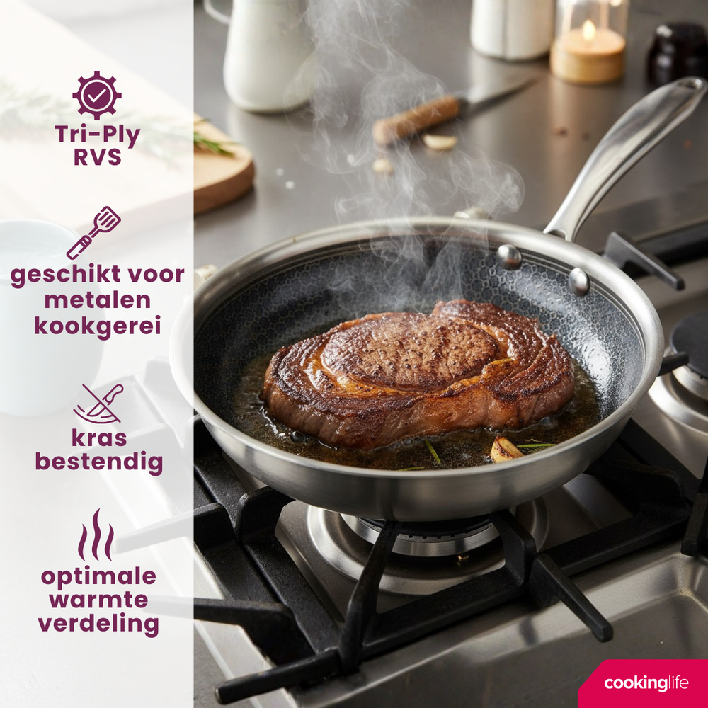Cookinglife Koekenpan HexaCook ø 20 cm - NON STICK - geschikt voor alle warmtebronnen - keramische anti-aanbaklaag