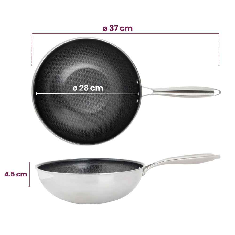 Cookinglife Wokpan HexaCook ø 28 cm - NON STICK - keramische anti-aanbaklaag - geschikt voor alle warmtebronnen