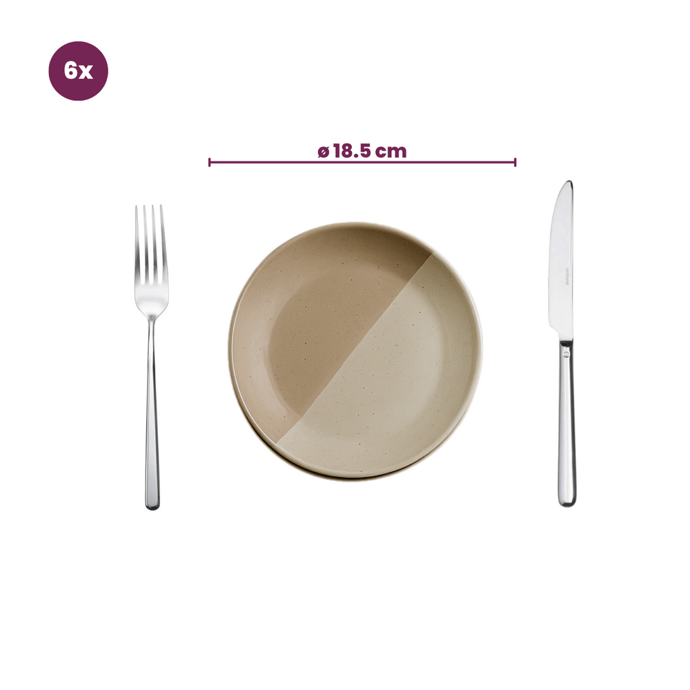 Cookinglife Ontbijtborden / Dessertborden Leem ø 18.5 cm - 6 Stuks