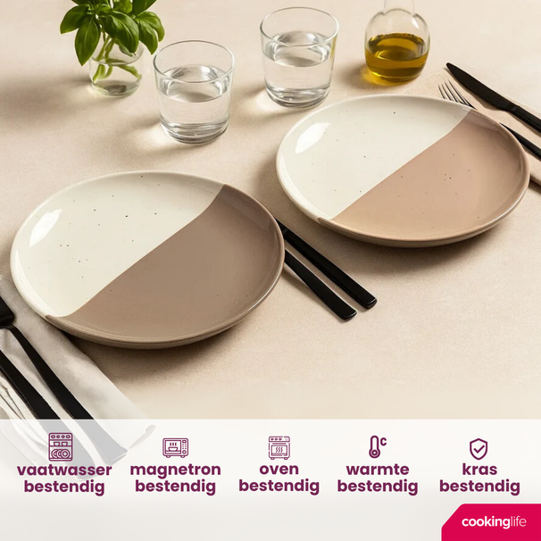 Cookinglife Dinerborden Leem ø 27 cm - 6 Stuks