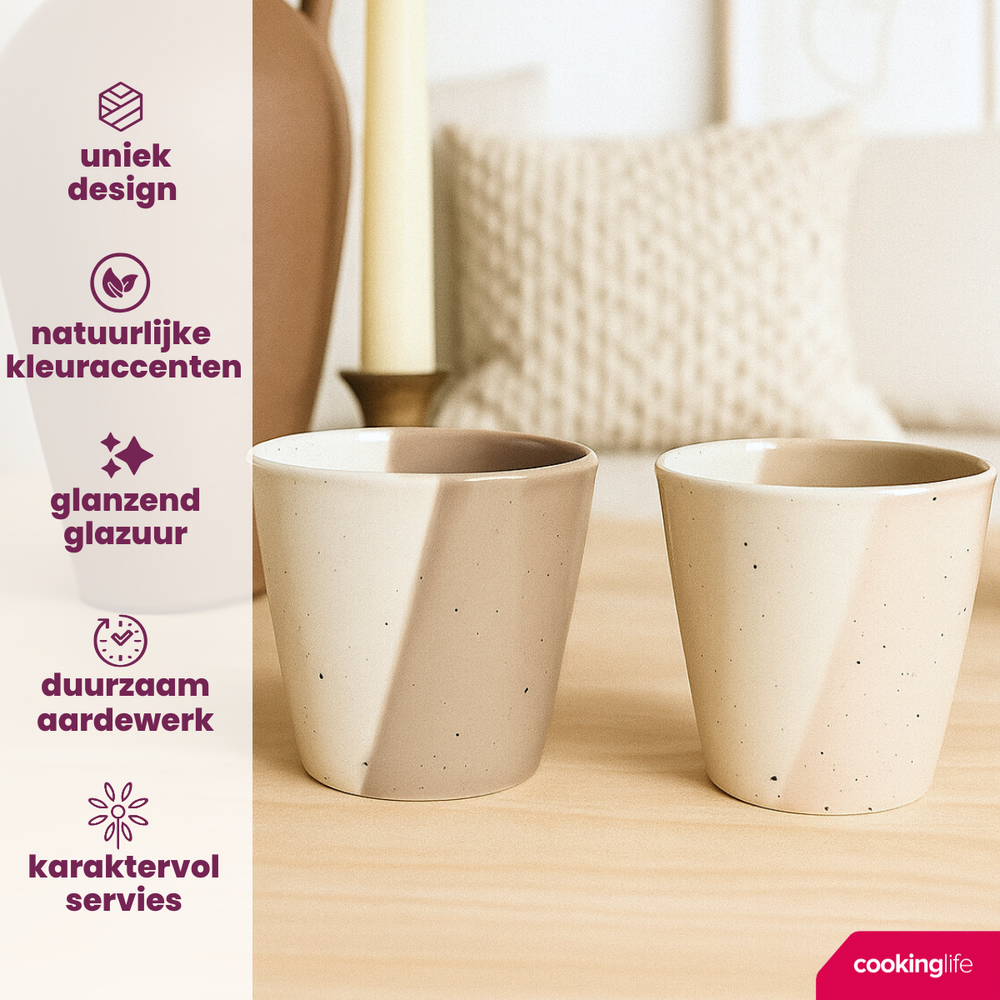 Cookinglife Koffiekopjes Leem 200 ml - 6 Stuks