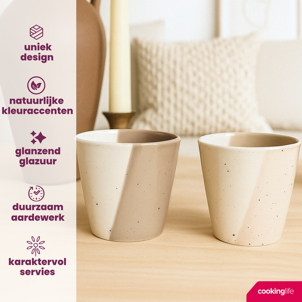 Cookinglife Koffiekopjes Leem 200 ml - 6 Stuks