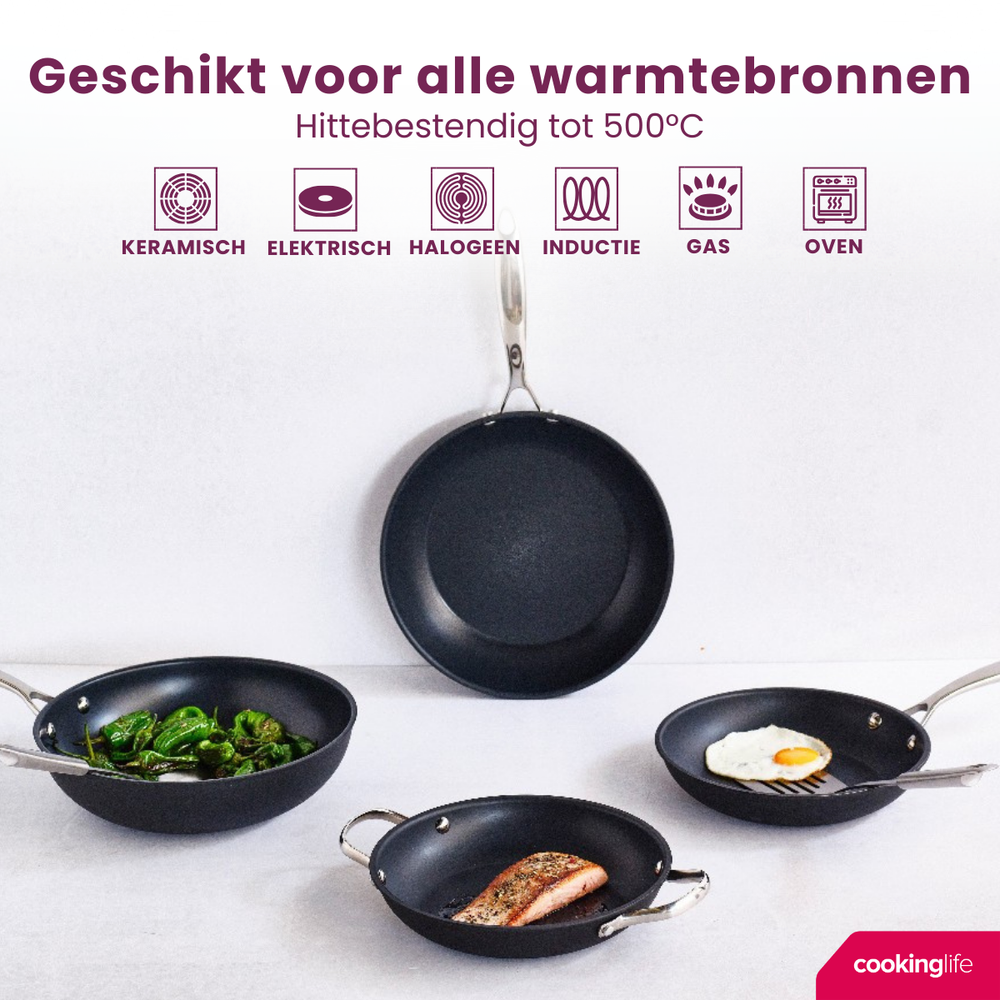 Cookinglife Wokpan Revolt ø 28 cm - keramische anti-aanbaklaag - geschikt voor alle warmtebronnen
