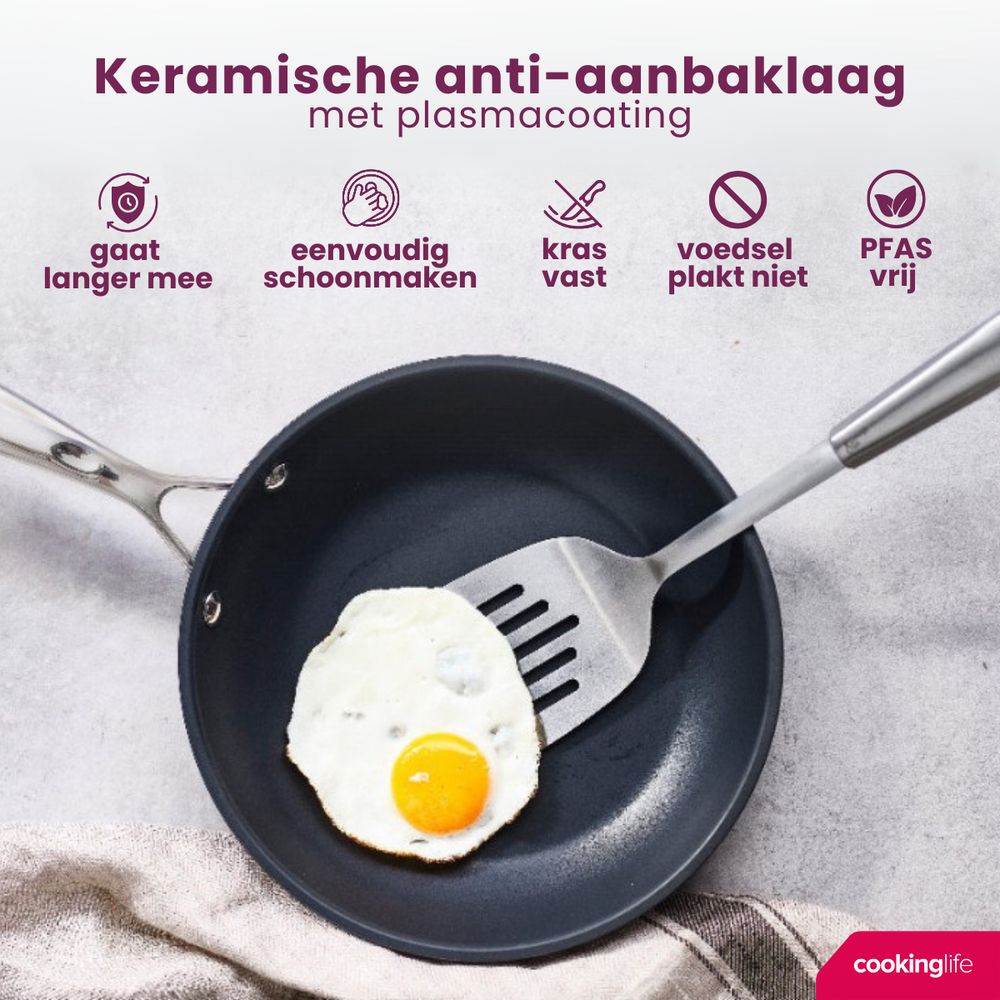 Cookinglife Wokpan Revolt ø 28 cm - keramische anti-aanbaklaag - geschikt voor alle warmtebronnen