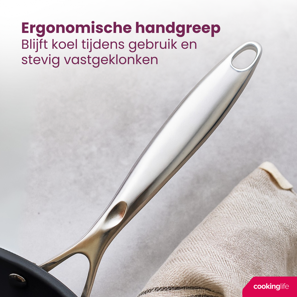 Cookinglife Wokpan Revolt ø 28 cm - keramische anti-aanbaklaag - geschikt voor alle warmtebronnen