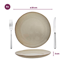Cookinglife Dinerborden Sabi Beige ø 26 cm - 6 Stuks