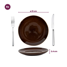 Cookinglife Ontbijtborden / Dessertborden Sabi Bruin ø 21 cm - 6 Stuks