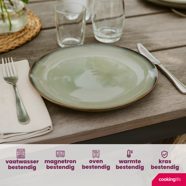 Cookinglife Ontbijtborden / Dessertborden Sabi Groen ø 21 cm - 6 Stuks