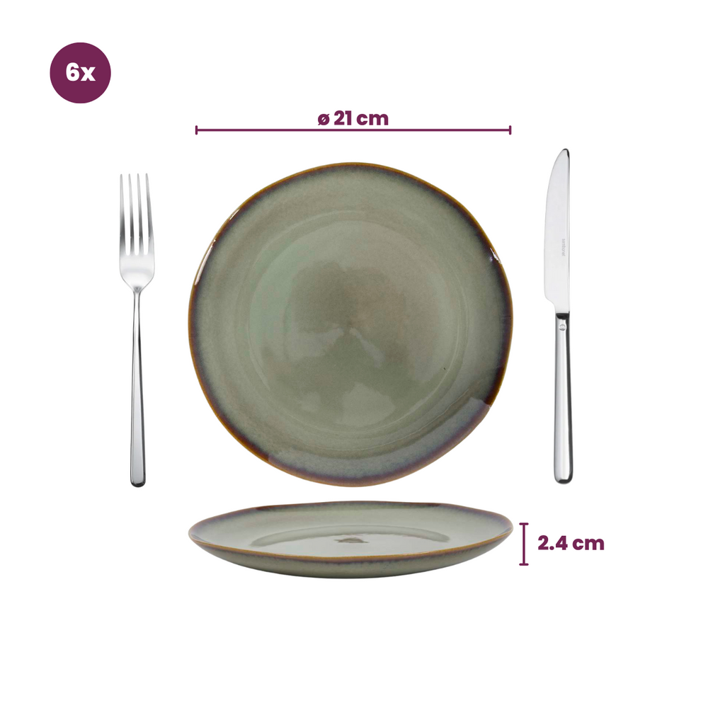 Cookinglife Ontbijtborden / Dessertborden Sabi Groen ø 21 cm - 6 Stuks