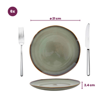 Cookinglife Ontbijtborden / Dessertborden Sabi Groen ø 21 cm - 6 Stuks