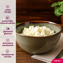 Cookinglife Serviesset Sabi Groen 18-delig / 6 personen - 6 dinerborden, 6 ontbijtborden en 6 kommen