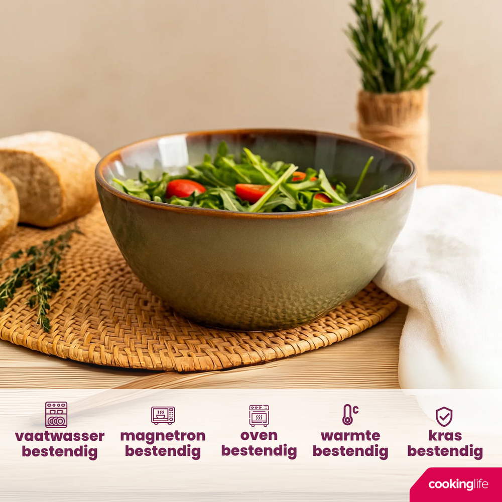 Cookinglife Soepkommen / Kommen Sabi Groen ø 15 cm - 6 Stuks