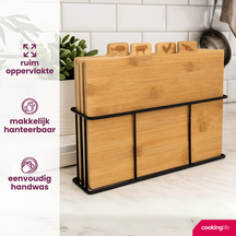 Cookinglife Snijplankenset Bamboe met houder 5-delig