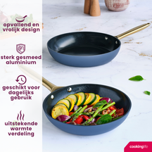 Cookinglife Koekenpannenset Style Blauw - ø 24 & 28 cm - keramische anti-aanbaklaag - geschikt voor alle warmtebronnen
