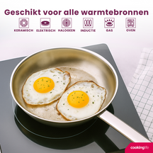Cookinglife Koekenpan Superior RVS ø 28 cm - zonder anti-aanbaklaag - geschikt voor alle wartmebronnen - PFAS-vrij